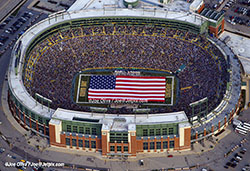 Lambeau with flag